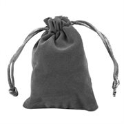 Fløjlpose - gavepose. 90 mm. Mørkegrå. 10 stk.